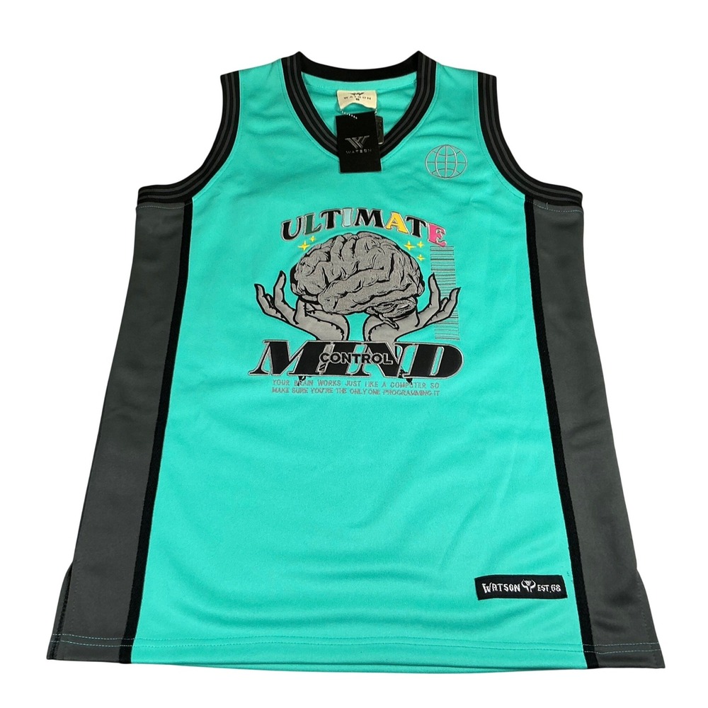 Watson Ultimate Mind‎ Control Basketball Jersey Teal Black Sleeveless Size S NWT